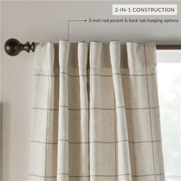 Home Fashions Brighton Windowpane Plaid Blackout Window Curtain, Living Room - Picture 3 of 8